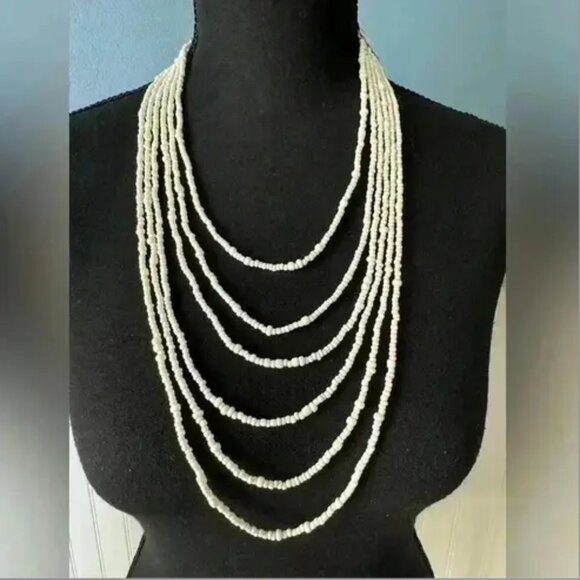 Free People NWT Milos Layered Necklace ~ White - Picture 5 of 6